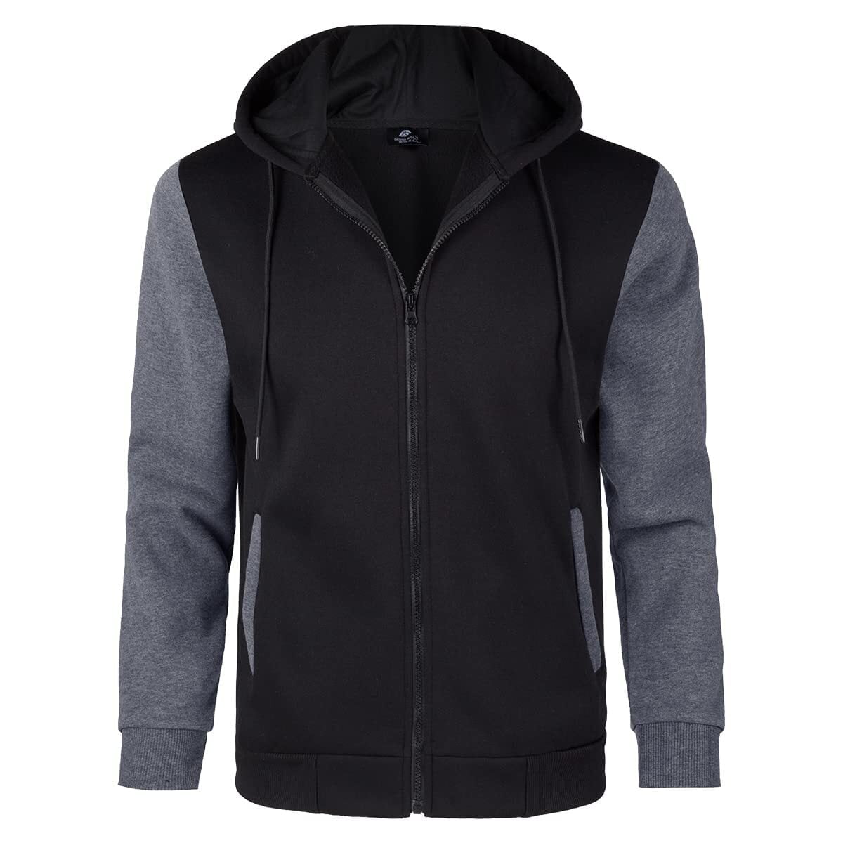SCODI Full-Zip Hoodies for Men Midweight Long Sleeve Casual Sweatshirt with Pocket Black XL